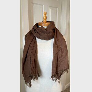 Fog Linen Work Brown 100% Linen Scarf